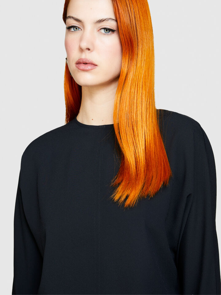 Blouse with crisscross - women's blouses - Black | Sisley image number 5